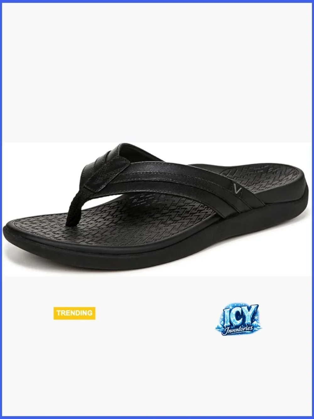 Leather-Trimmed Thong Sandal with Cushioned Footbed